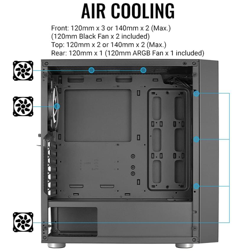 Gabinete Aerocool Skribble 3 Fan Atx Mid Tower